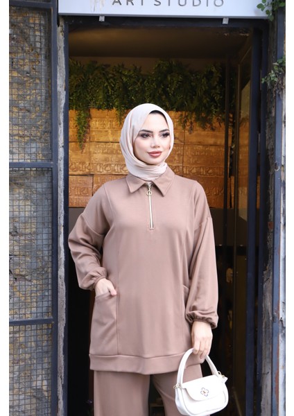 Yarım Fermuarlı Cepli Modal Takım modelleri