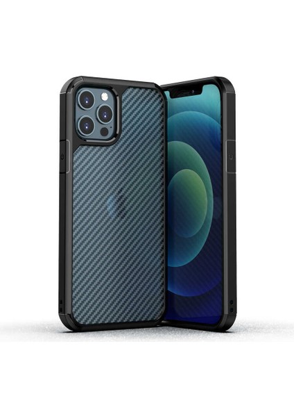 iPhone 12 Pro Max Kılıf Mbvo Inoks Kapak-Siyah