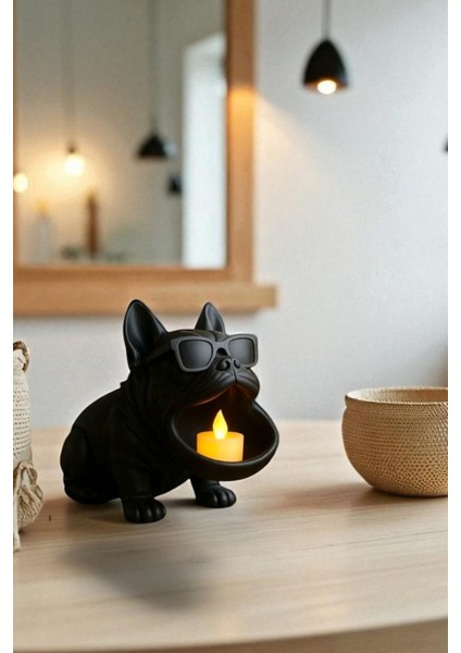 Dekoratif Bulldog Figürlü Mumluk ve Organizer Biblo – Masaüstü Düzenleyici, Anahtarlık fiyatları