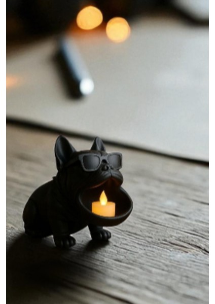 Dekoratif Bulldog Figürlü Mumluk ve Organizer Biblo – Masaüstü Düzenleyici, Anahtarlık modelleri