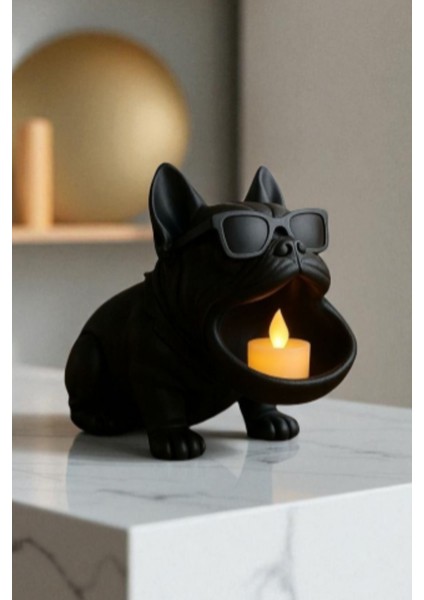 Dekoratif Bulldog Figürlü Mumluk ve Organizer Biblo – Masaüstü Düzenleyici, Anahtarlık indirimleri