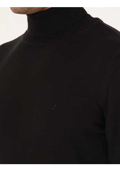 Erkek Siyah Slim Fit Balıkçı Yaka Basic Triko Kazak 50315490-VR046