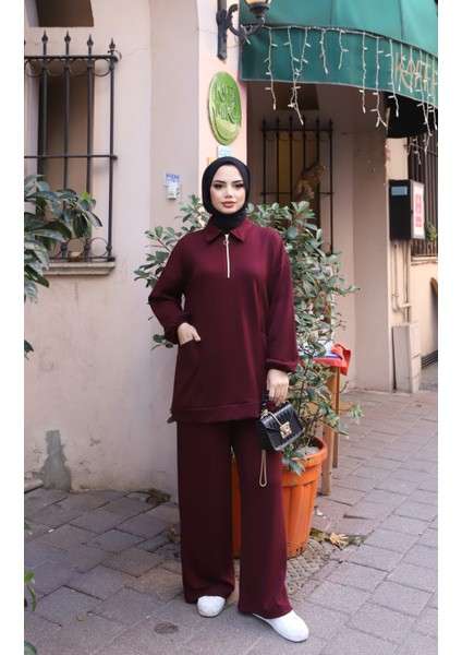 Yarım Fermuarlı Cepli Modal Takım