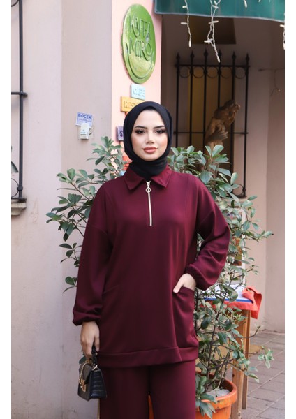 Yarım Fermuarlı Cepli Modal Takım modelleri