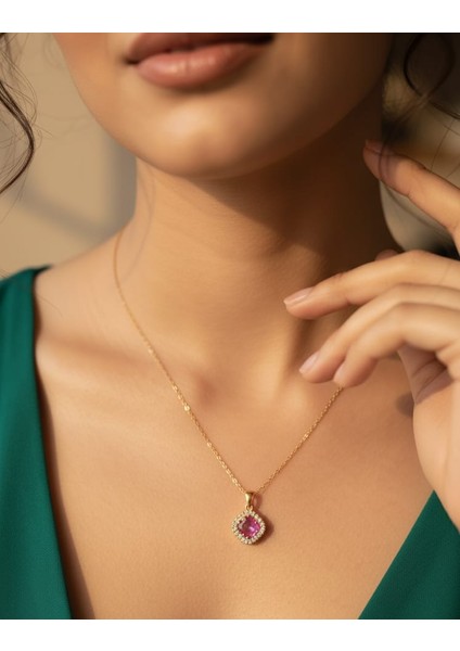 Pembe Zarif Çelik Kolye