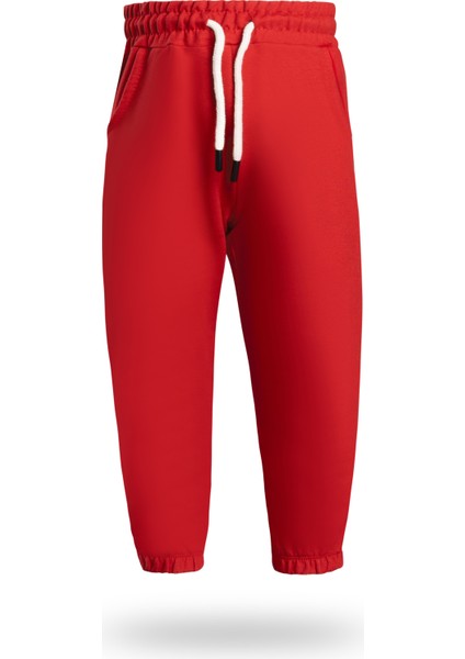 Erkek / Kız Çocuk Cepli Jogger Eşofman Altı Paçası Lastikli Kırmızı