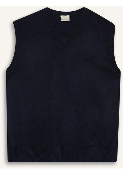 Erkek Çocuk V Yaka Basic Düz Triko Okul Süveteri