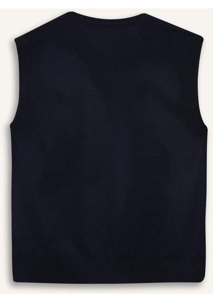 Erkek Çocuk V Yaka Basic Düz Triko Okul Süveteri