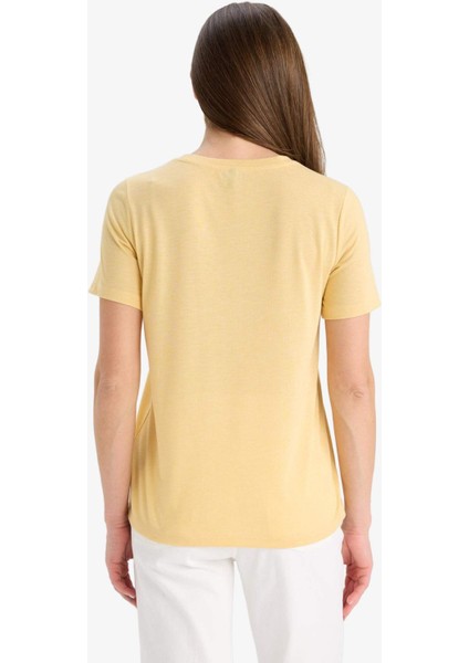 Regular Fit Bisiklet Yaka Baskılı Kısa Kollu Tişört F2782AX25HS