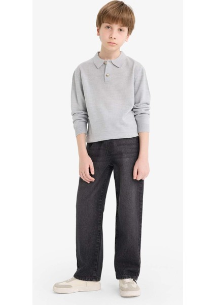 Erkek Çocuk Okul Polo Yaka Triko Kazak