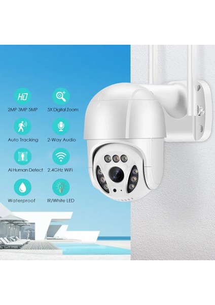 Full Hd 1080P Wifi Akıllı Haraket Sensörlü Takip 4x Zoom Su Geçirmez Ip Kamera