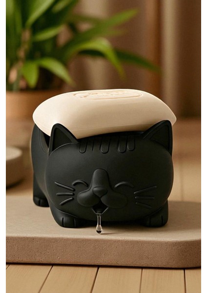 Tatlı Kedi Sabunluk Ağızdan Su Tahliyeli Plastik Banyo Aksesuarı, Dekoratif Sabunluk fırsatları