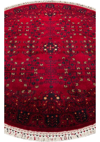 Historic 959 Red Q Afgan Desenli El Emeği ile Özel Tezgahlarda Üretilen Tencel Uşak Halısı