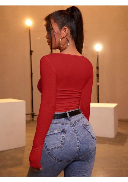 Kadın Kırmızı Kaşkorse Kumaş Bluz indirimleri