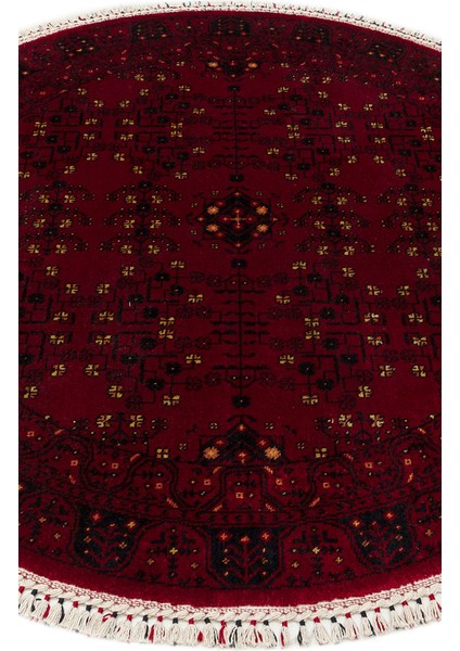 Historic 959 Red Q Afgan Desenli El Emeği ile Özel Tezgahlarda Üretilen Tencel Uşak Halısı