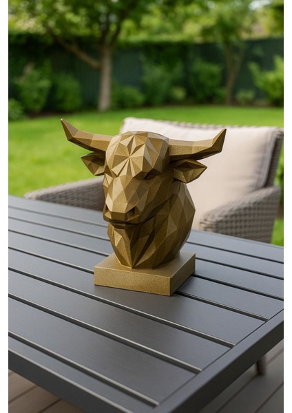 Dekoratif Büst Boğa Heykel Özel Tasarım Hediye 12 x 16 cm