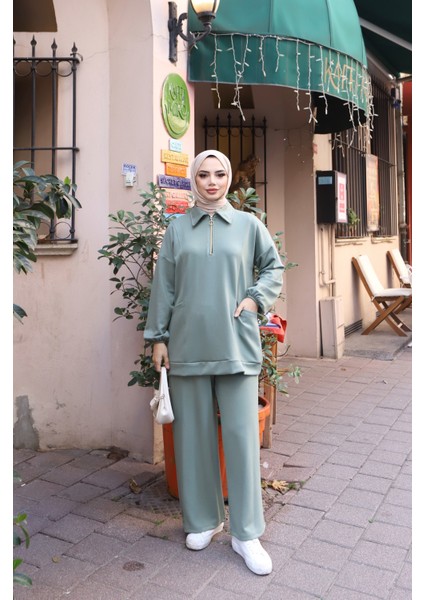 Yarım Fermuarlı Cepli Modal Takım