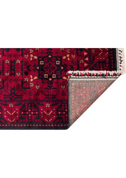 Historic 952 Red Afgan Desenli El Emeği ile Özel Tezgahlarda Üretilen Tencel Uşak Halısı fırsatları