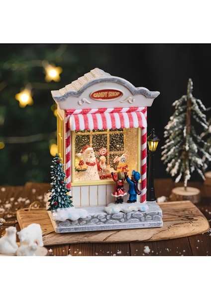 Yılbaşı Temalı Işıklı Müzikli Şekerci Dükkanı Kar Küresi