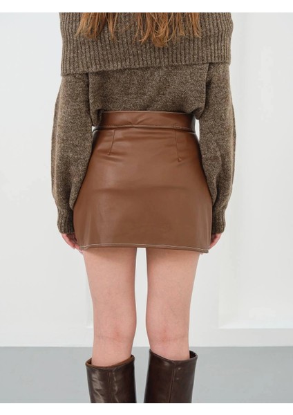 Kontrast Deri Etek Kahve W260015