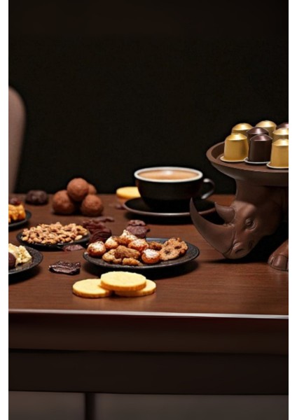 Dekoratif Gergedan Figürlü Çok Amaçlı Sunum Tabağı, Organizer, Anahtarlık ve Şekerlik modelleri