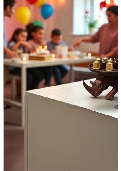 Dekoratif Gergedan Figürlü Çok Amaçlı Sunum Tabağı, Organizer, Anahtarlık ve Şekerlik fırsatları