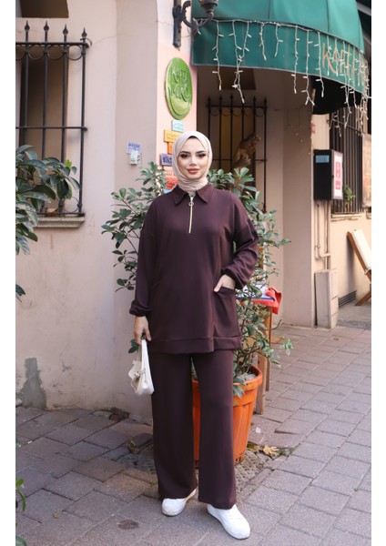 Yarım Fermuarlı Cepli Modal Takım