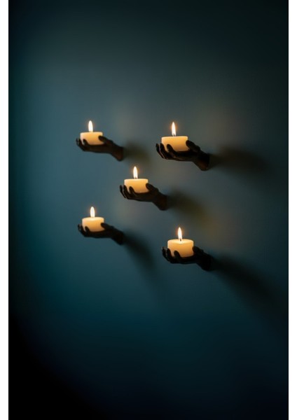 Mumlu Eller Duvar Dekorasyonu Modern Şık Popüler Dekoratif Obje (5 Adet)