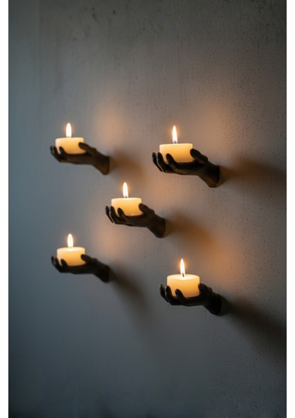 Mumlu Eller Duvar Dekorasyonu Modern Şık Popüler Dekoratif Obje (5 Adet) modelleri