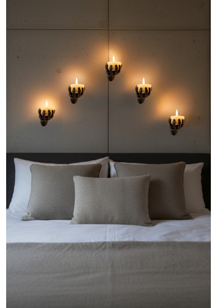 Mumlu Eller Duvar Dekorasyonu Modern Şık Popüler Dekoratif Obje (5 Adet) fırsatları