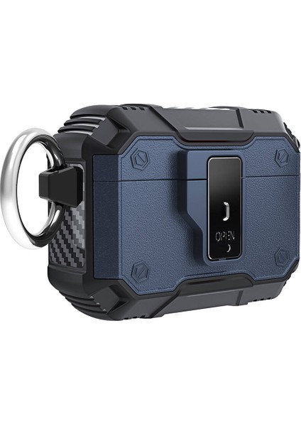 Airpods 3. Nesil Uyumlu Mbvo Airbag 35 Darbelere Karşı Dayanıklı Düğmeli Kılıf-Mavi