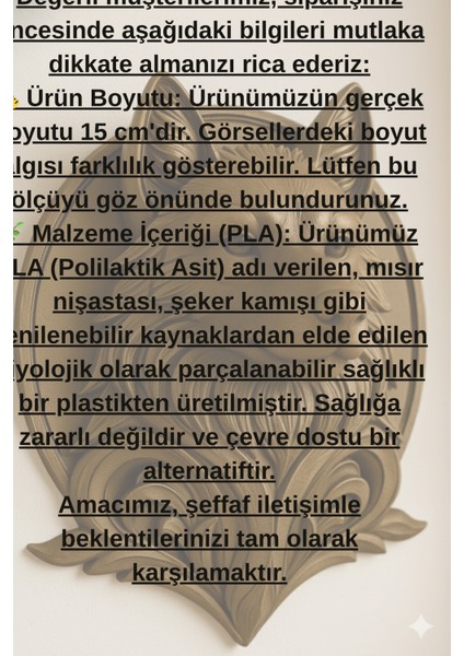 Dekoratif Bozkurt Gold Hediyelik Ofis Ev Duvar Dekoru 20 cm