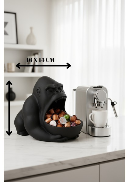 Mat Siyah Goril Figürlü Takı Organizer, Yüzük Standı, Kolye ve Bileklik Düzenleyici, Dekoratif Obje fiyatları