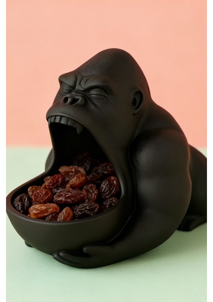 Mat Siyah Goril Figürlü Takı Organizer, Yüzük Standı, Kolye ve Bileklik Düzenleyici, Dekoratif Obje fırsatları