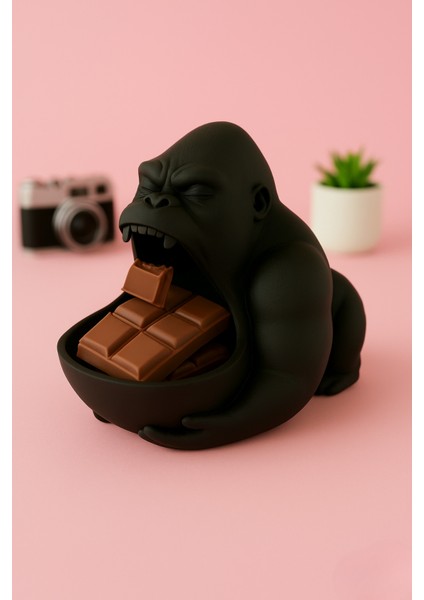 Mat Siyah Goril Figürlü Takı Organizer, Yüzük Standı, Kolye ve Bileklik Düzenleyici, Dekoratif Obje indirimleri