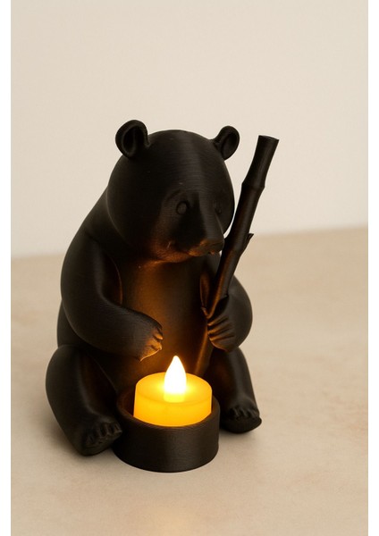 Dekoratif Tealight Mum Hediyeli Ayı Panda