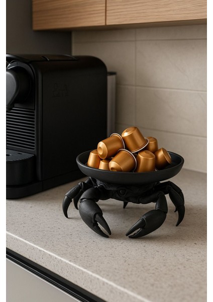 Dekoratif Yengeç Figürü Siyah Pratik Ev Gereçleri Sunum Tabak 16 x 16 cm fiyatları