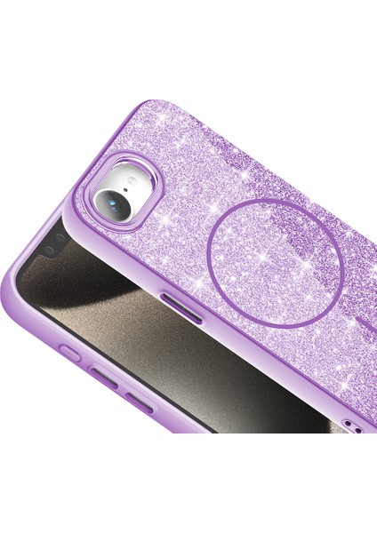 Apple iPhone 16E Kılıf M-Safe Şarj Özellikli Parlayan Simli Zore Okso Kapak indirimleri