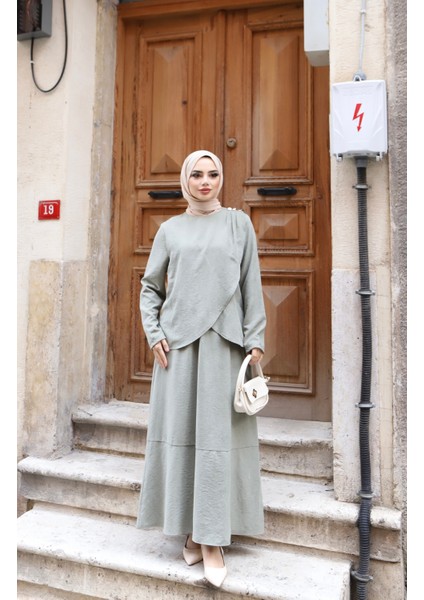 Omuzdan Pileli Ipek Süet Elbise