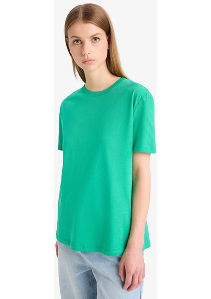 Regular Fit Bisiklet Yaka Basic Düz Penye Kısa Kollu Tişört