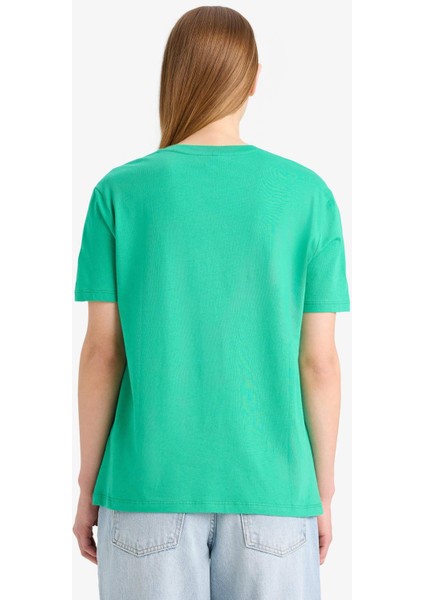 Regular Fit Bisiklet Yaka Basic Düz Penye Kısa Kollu Tişört