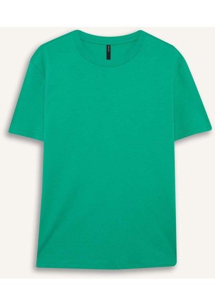 Regular Fit Bisiklet Yaka Basic Düz Penye Kısa Kollu Tişört