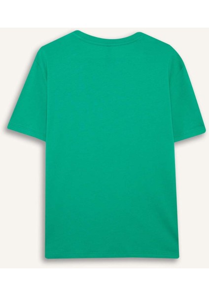 Regular Fit Bisiklet Yaka Basic Düz Penye Kısa Kollu Tişört