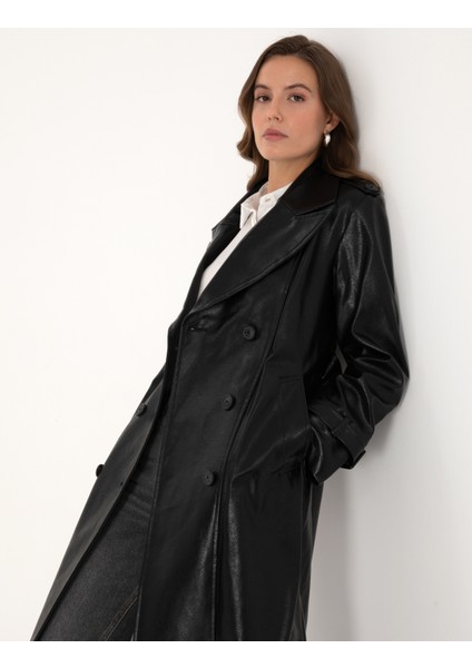 Kadın Siyah Trençkot 50295956-VR046 fiyatları