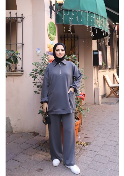 Yarım Fermuarlı Cepli Modal Takım