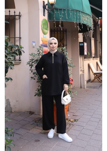 Yarım Fermuarlı Cepli Modal Takım
