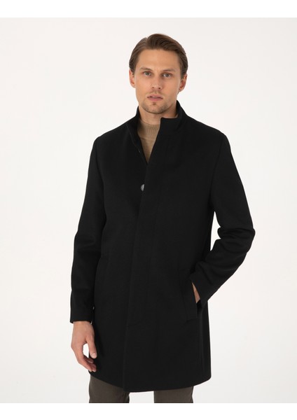 Erkek Siyah Slim Fit Palto 50314214-VR046