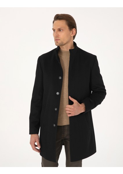 Erkek Siyah Slim Fit Palto 50314214-VR046 modelleri