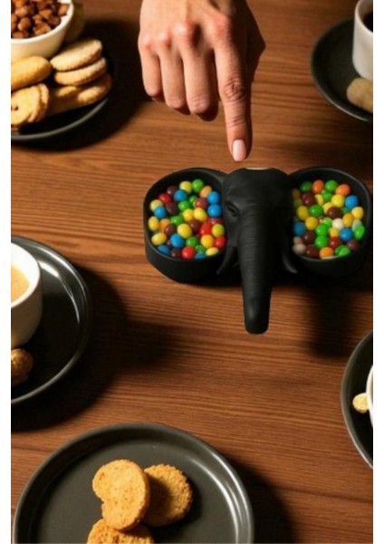 Dekoratif Fil Tasarım Çift Bölmeli Sunumluk Kuruyemişlik, Şekerlik, Şık Masaüstü Ikram Tabağı, fiyatları