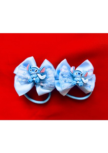 Stitch Çocuklar Için Pırıltılı Ikili Lastik Toka